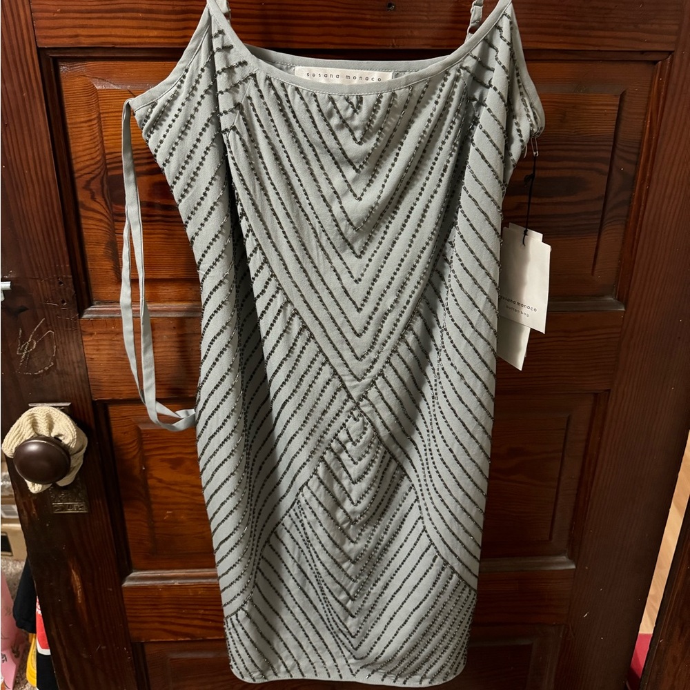 Susana Mónaco grey mini beaded dress